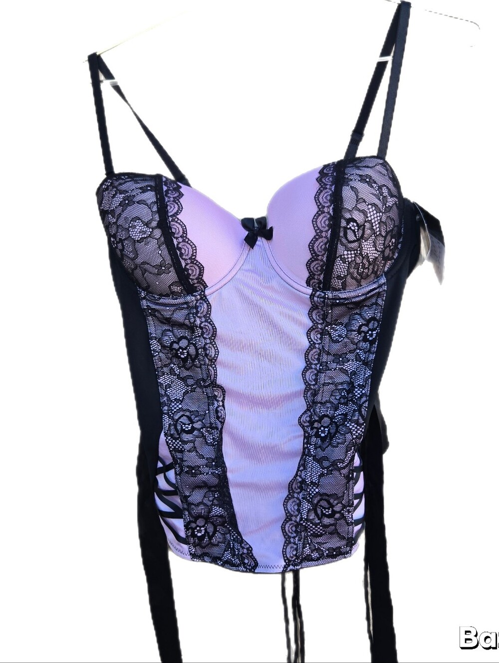 Pink And Black Satin Bustier
